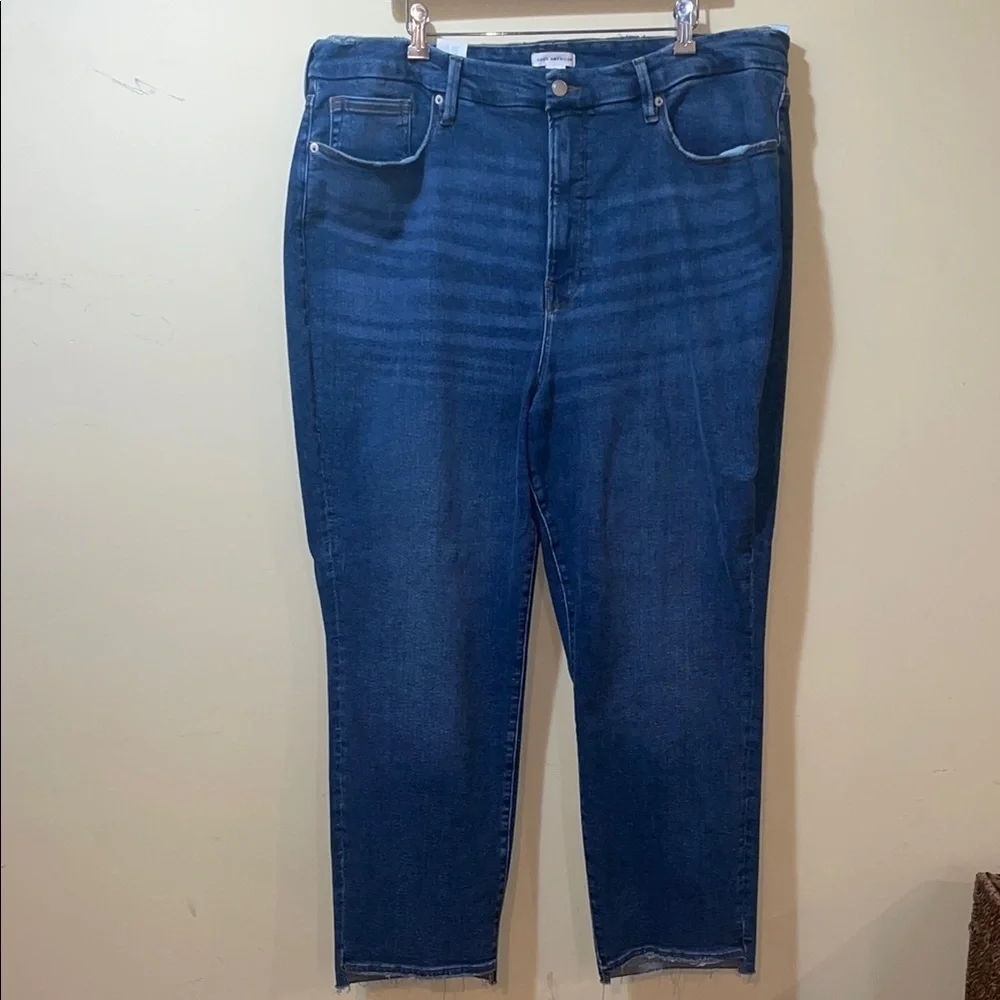 Women's New Good American Good Classic High Rise Skinnyish Fit Jeans Plus Size